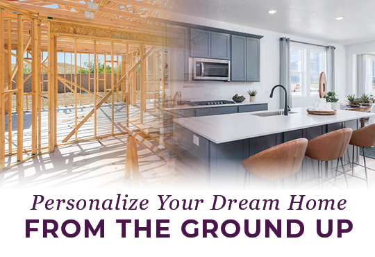 A kitchen with a staircase.