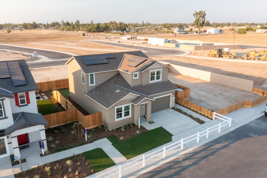 A high angle view of houses.