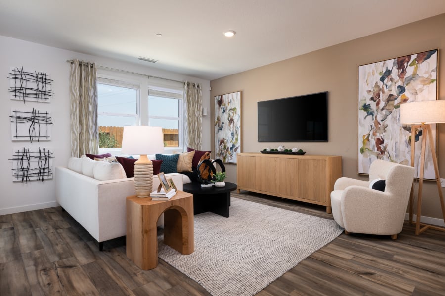 A living room with a tv and couches.