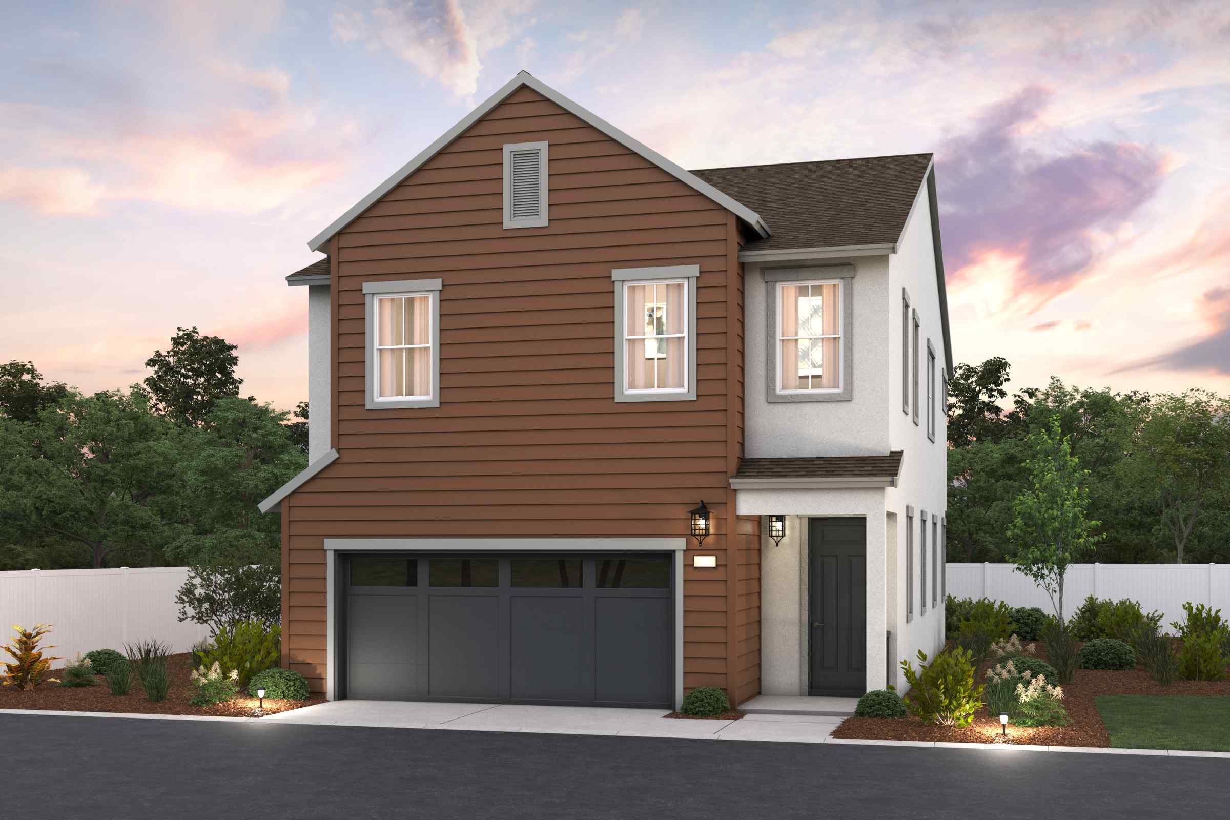 A house with a garage.