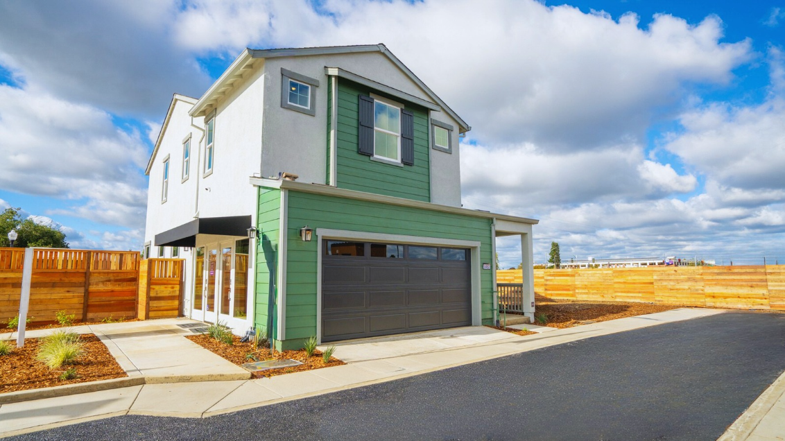 A house with a garage.