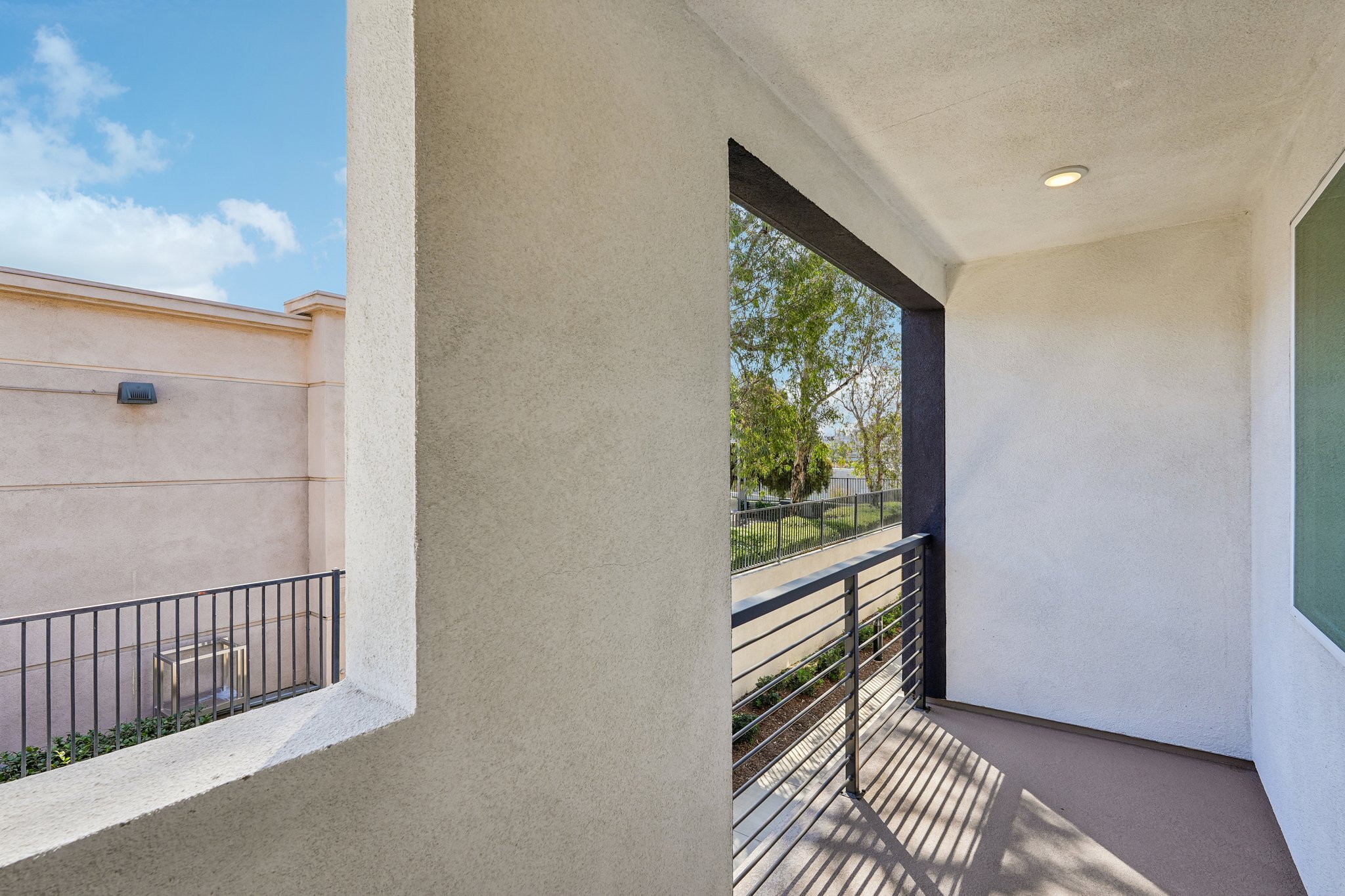 A building with a railing and a railing.