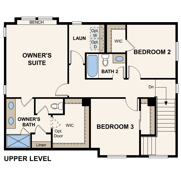 Diagram, engineering drawing. Hudson Floorplan, Upper Level