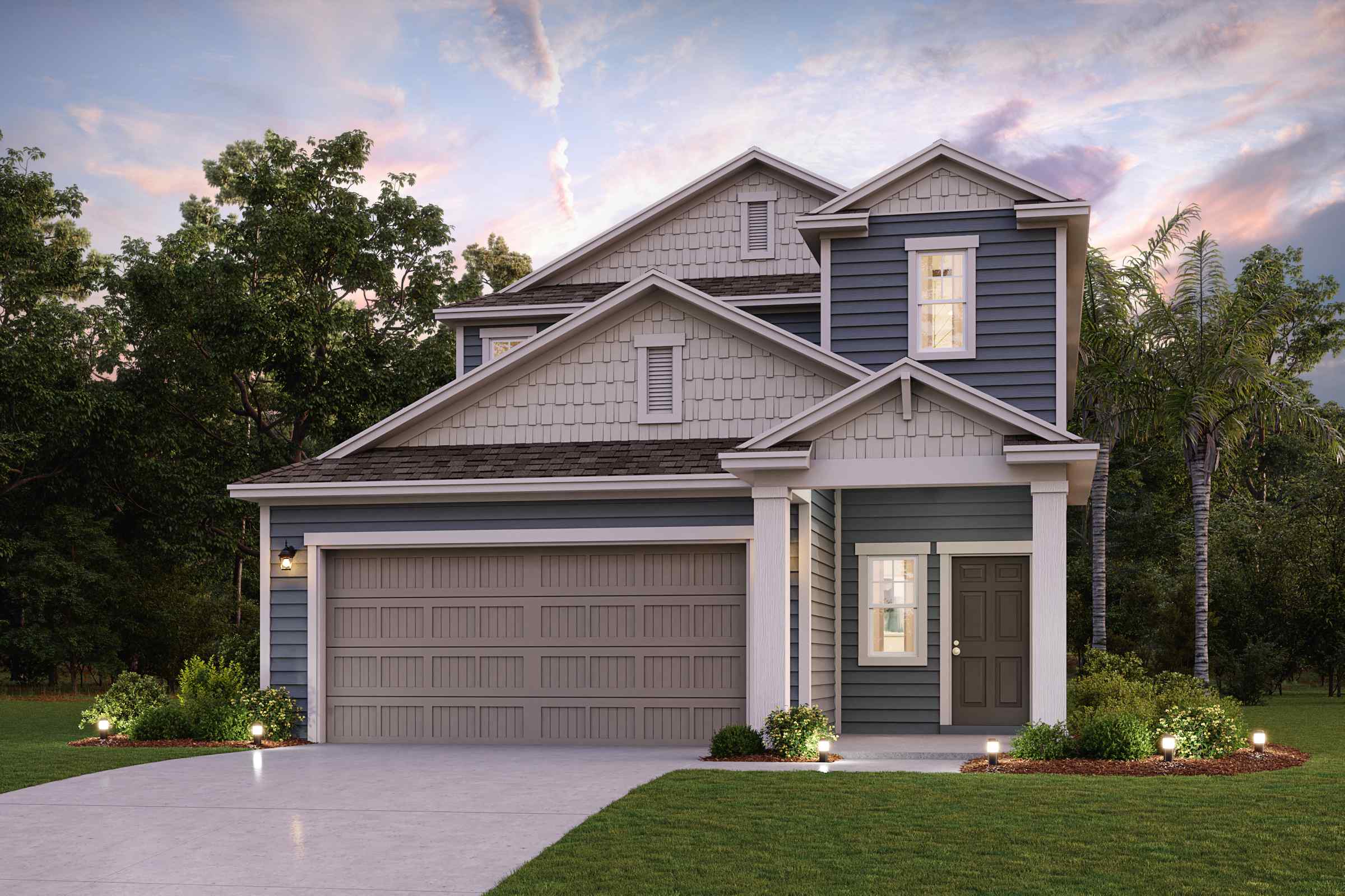 A house with a garage.