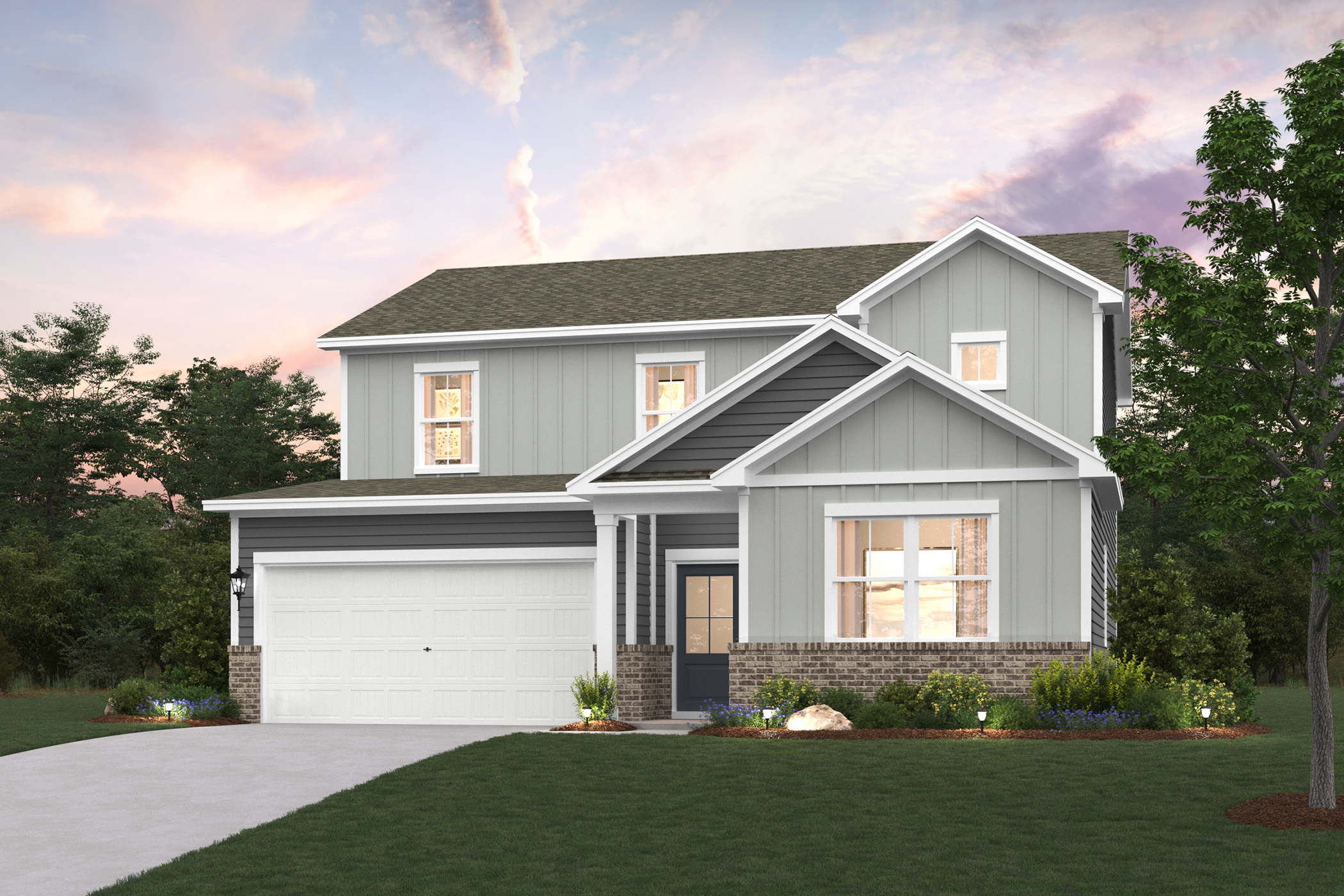 A house with a garage.