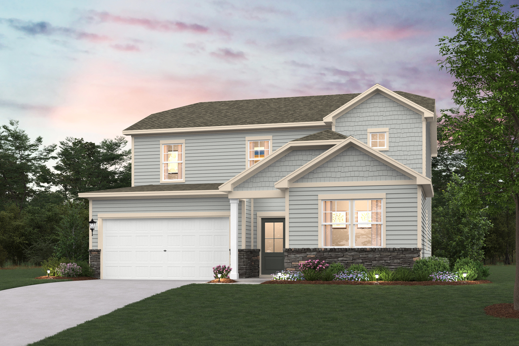 A house with a garage.