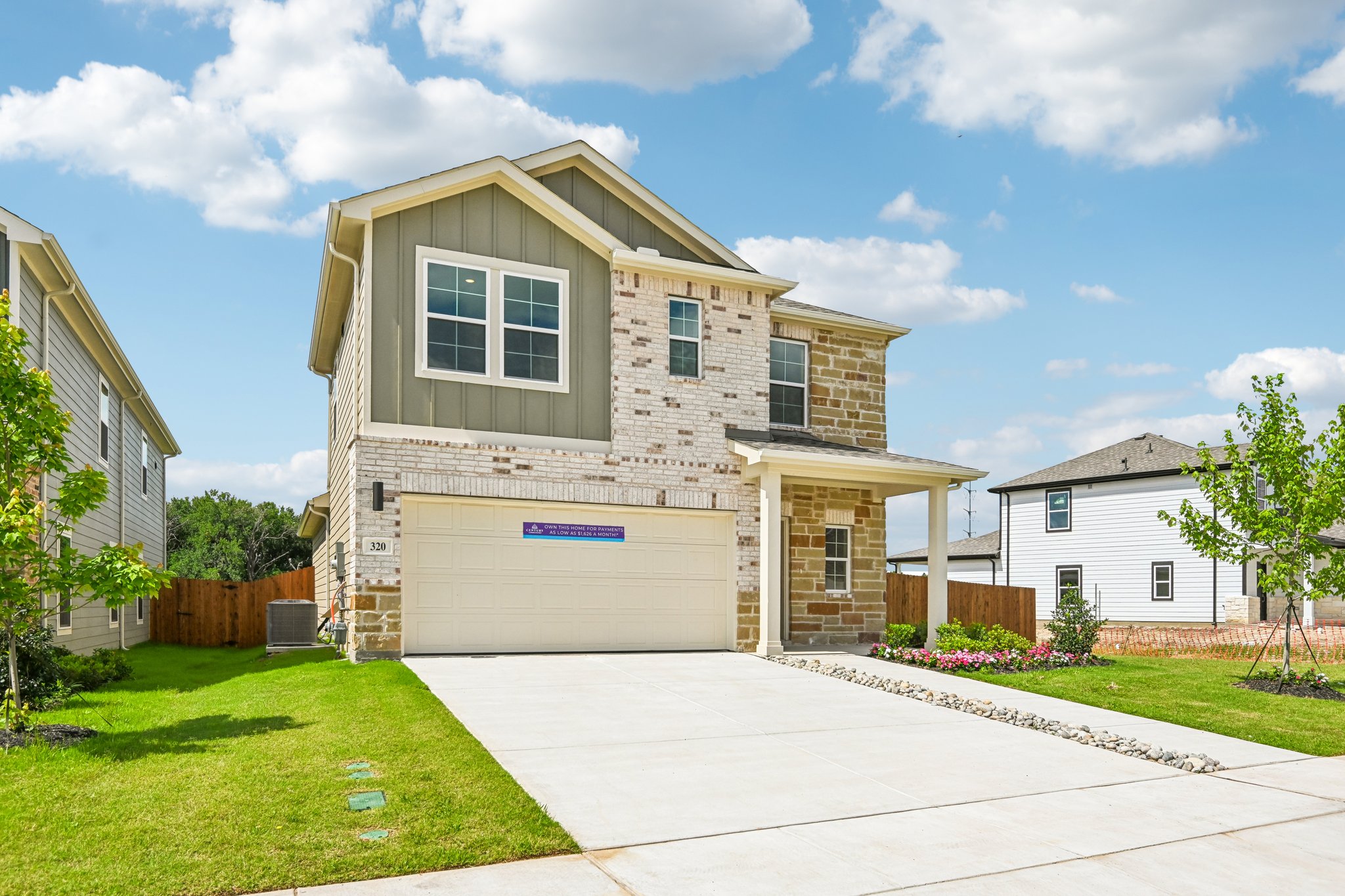 A house with a garage.