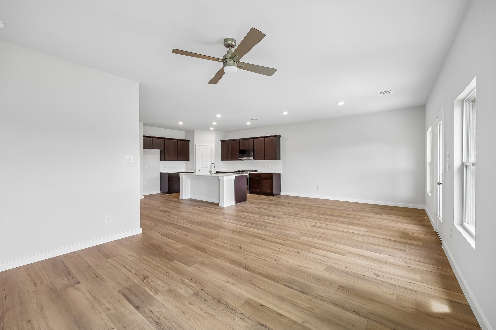 A large empty living room.