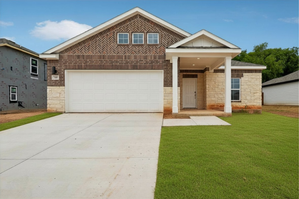 A house with a garage.