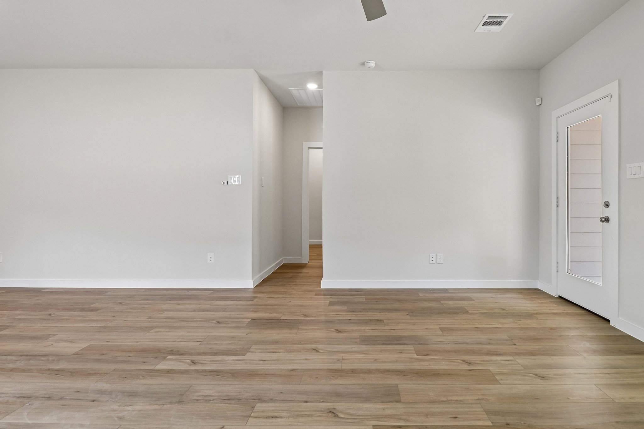 A room with white walls.