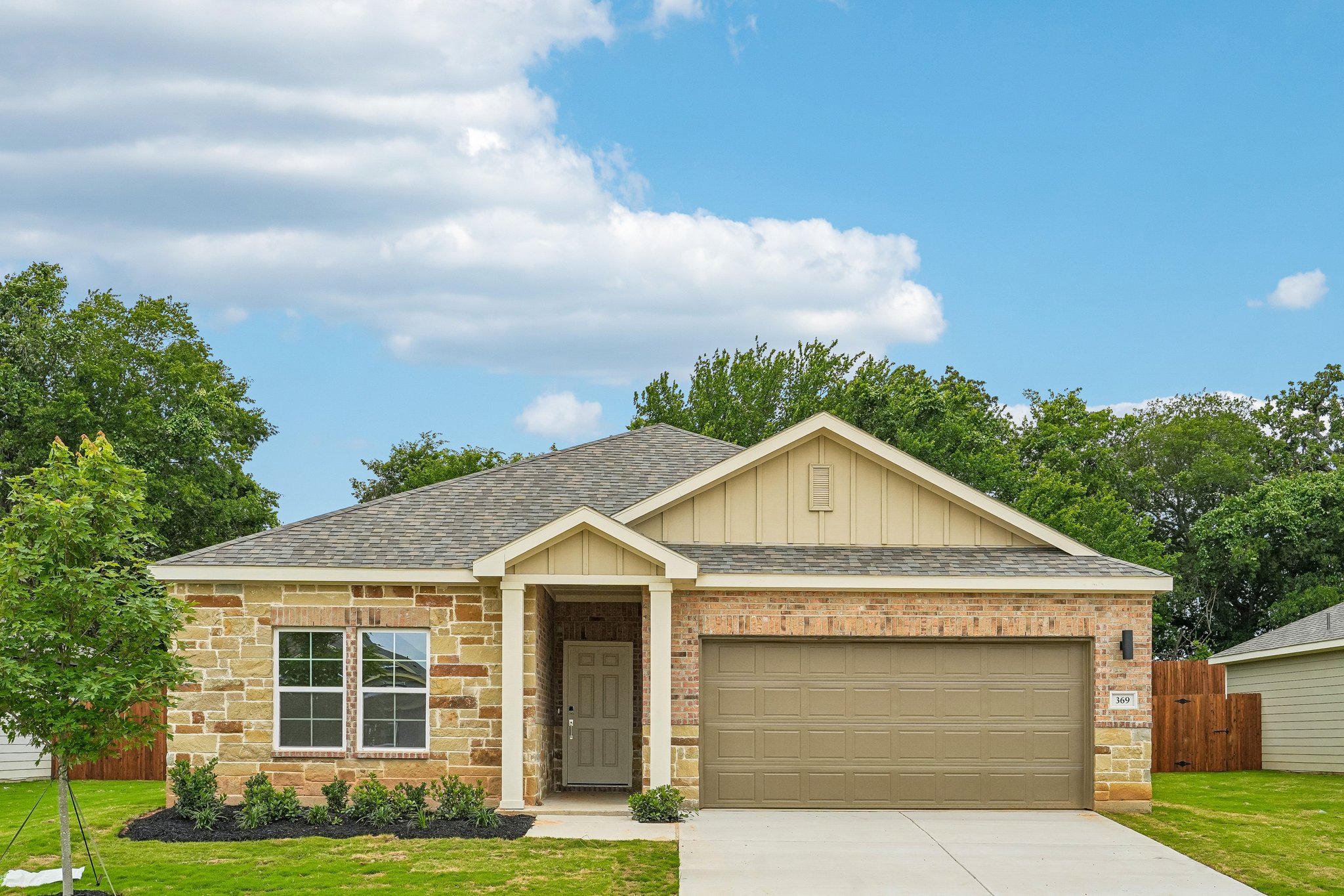 A house with a garage.