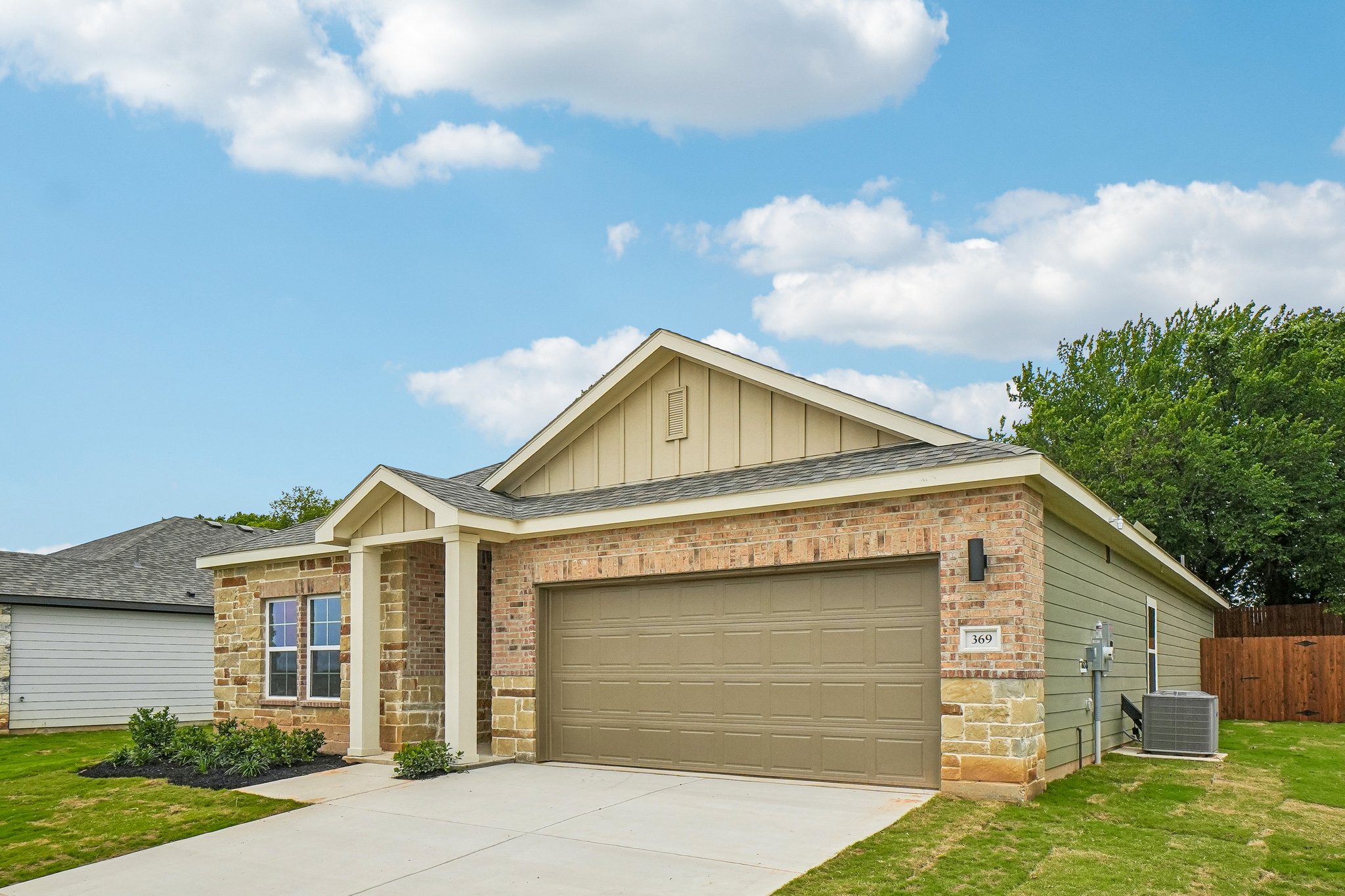 A house with a garage.