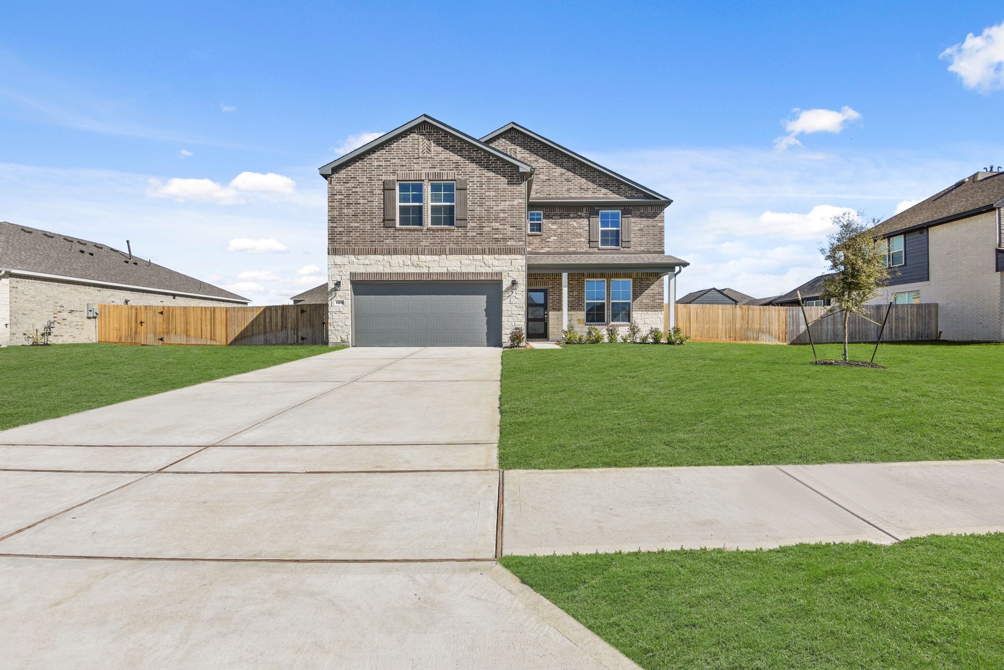 A house with a driveway.