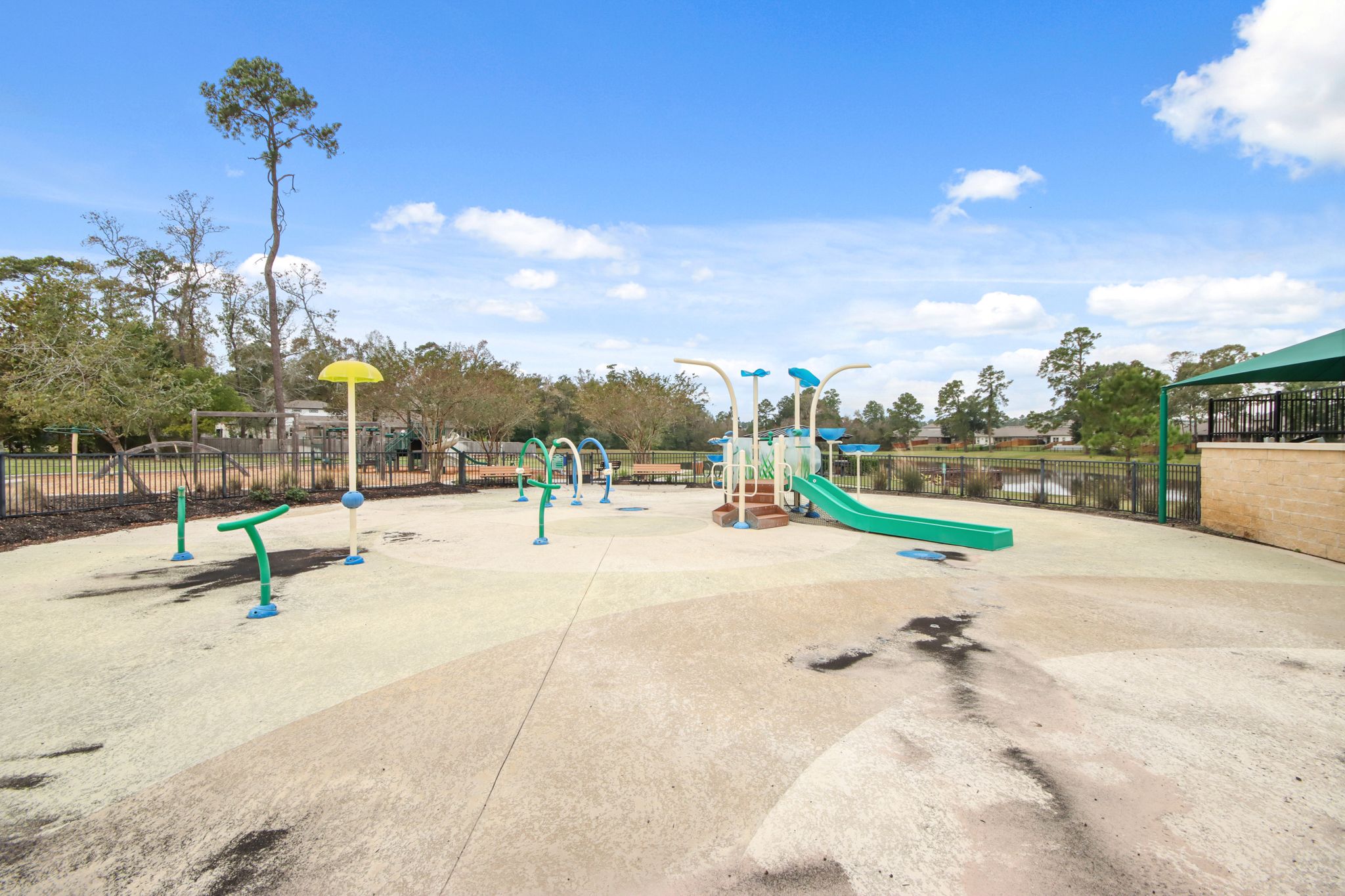 A playground with a slide.
