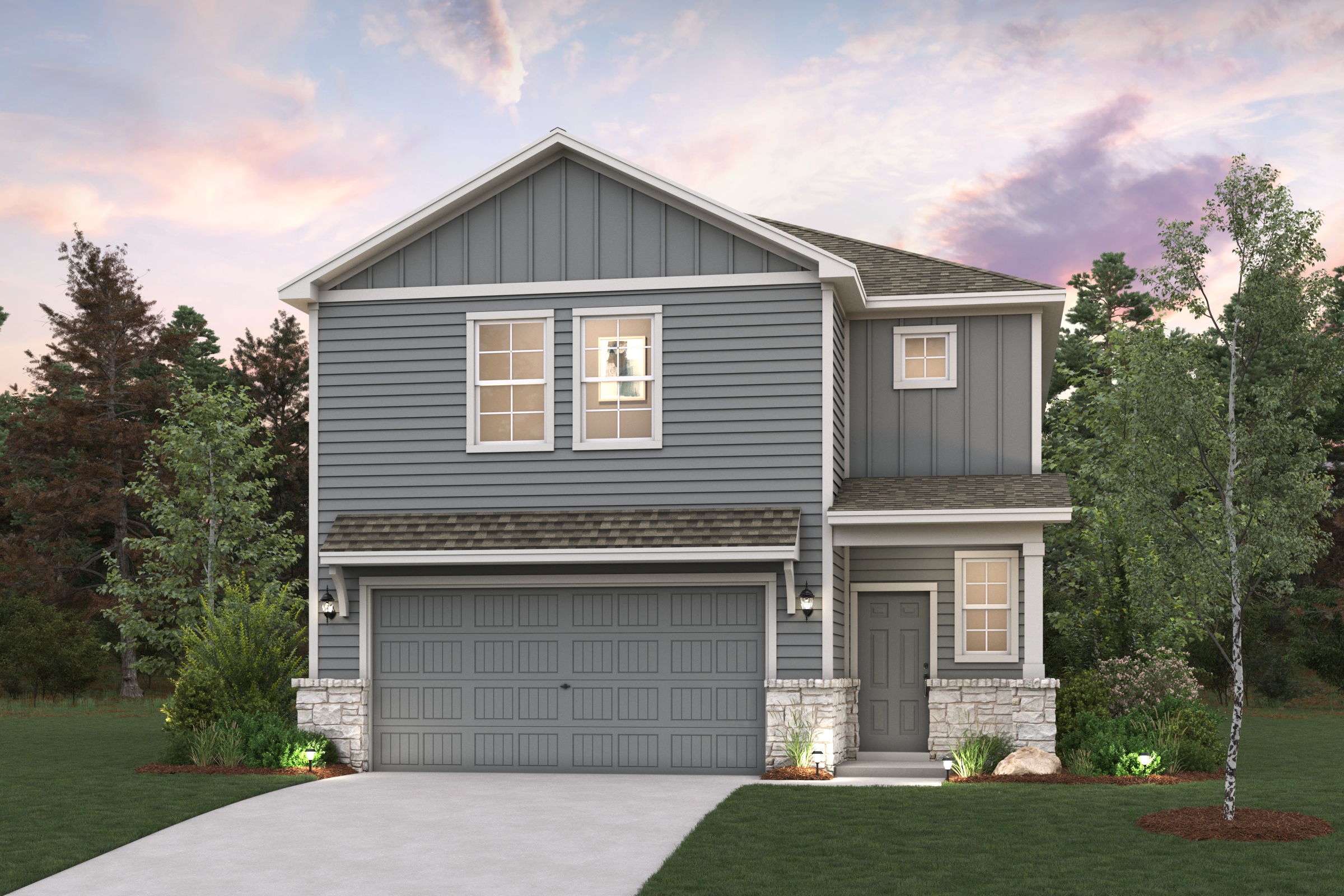 A house with a garage.