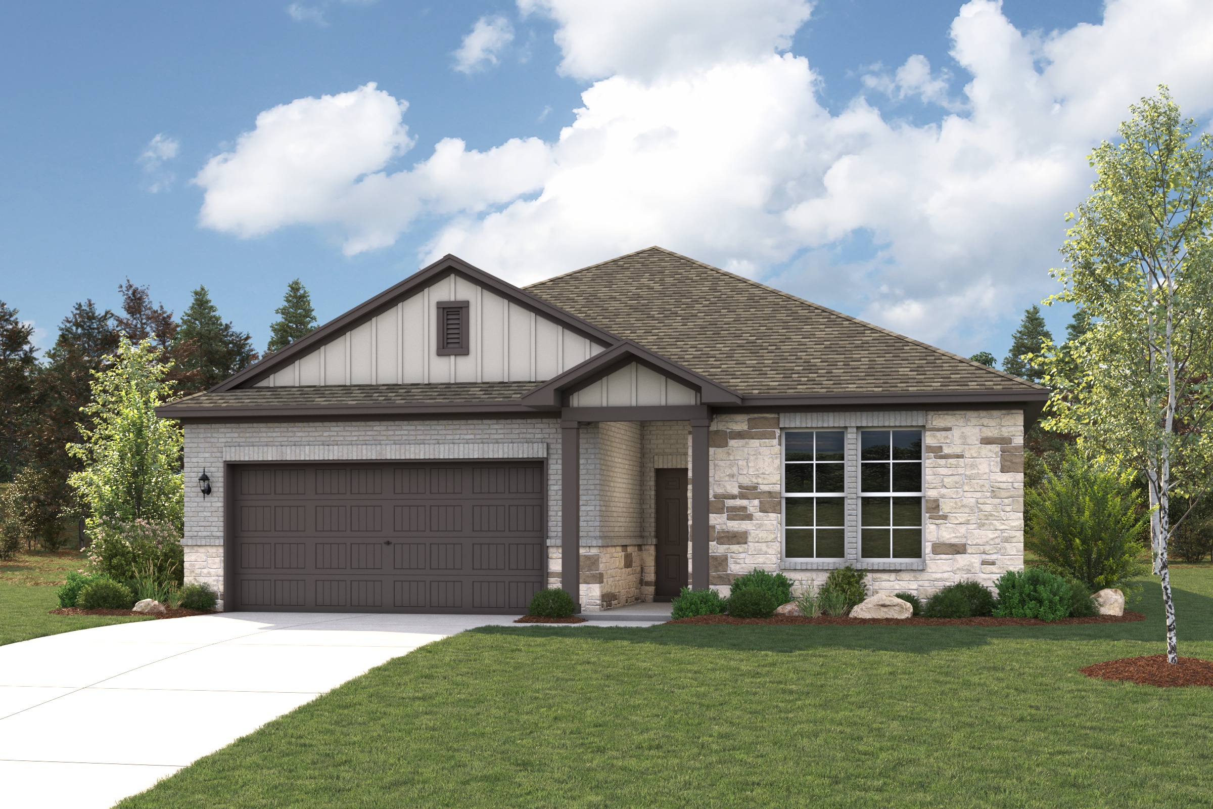 A house with a garage.