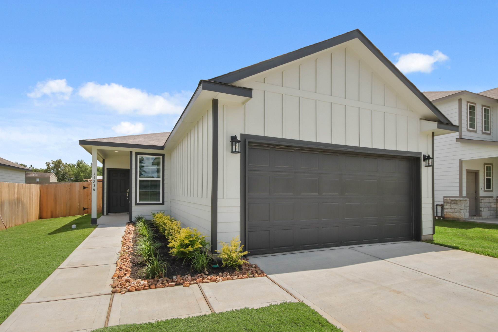 A house with a garage.
