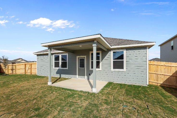 A small white house.