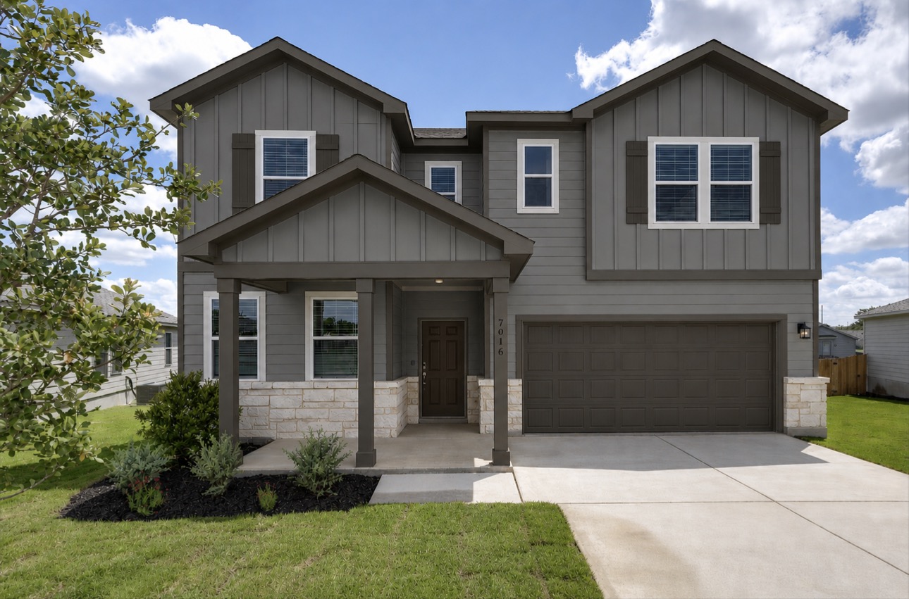 A house with a garage.