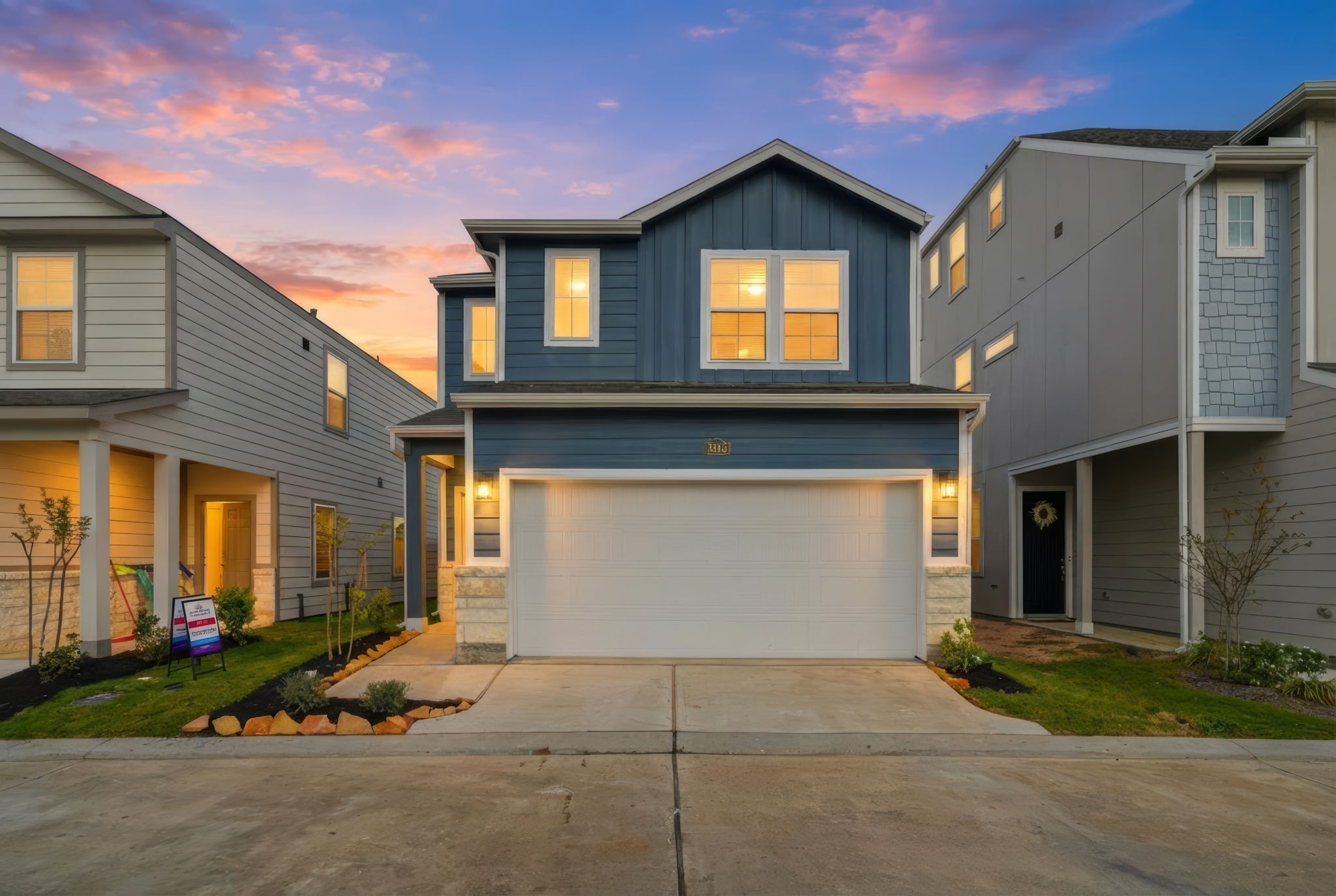 A house with a garage.