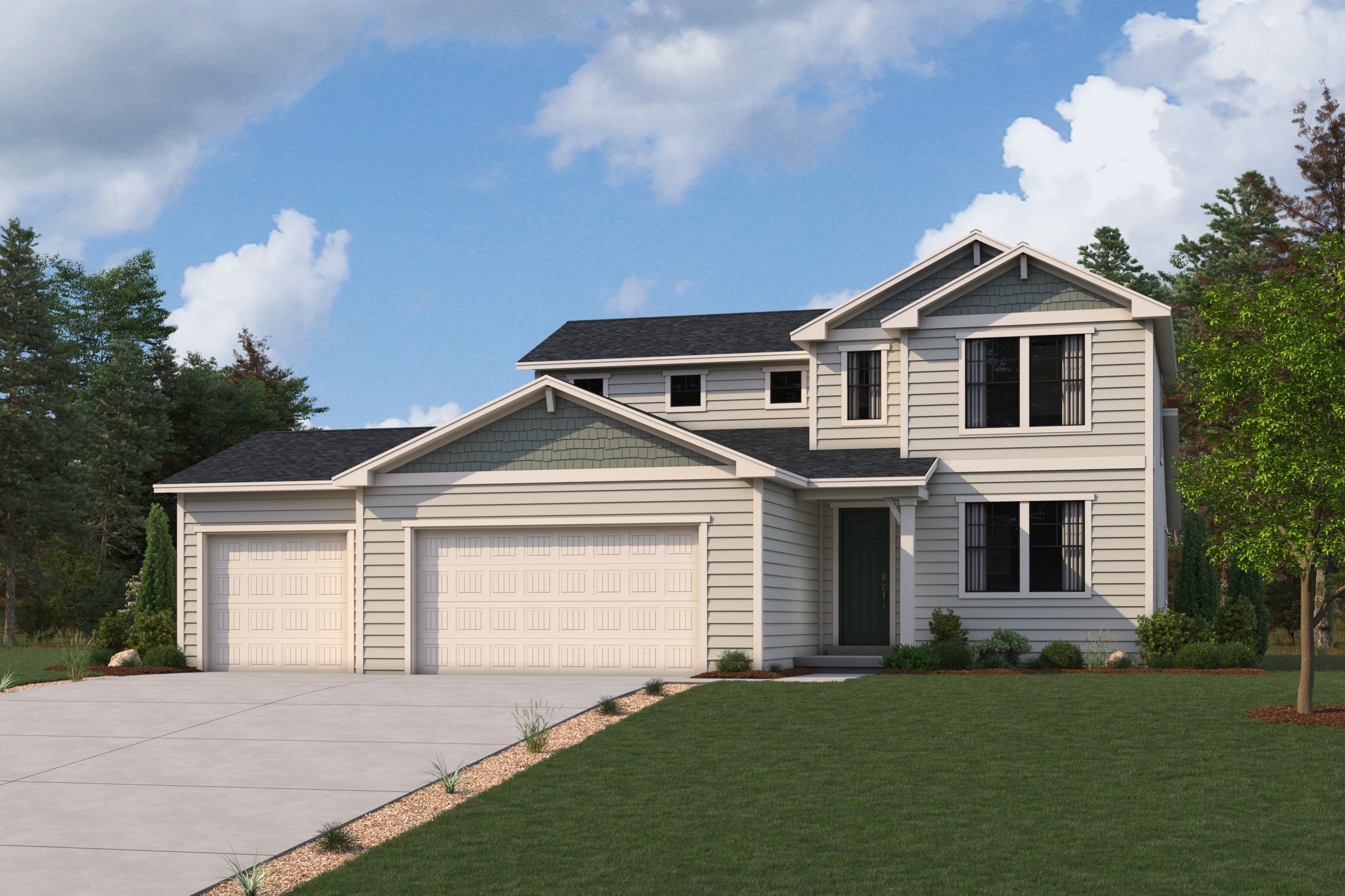 A house with a lawn.