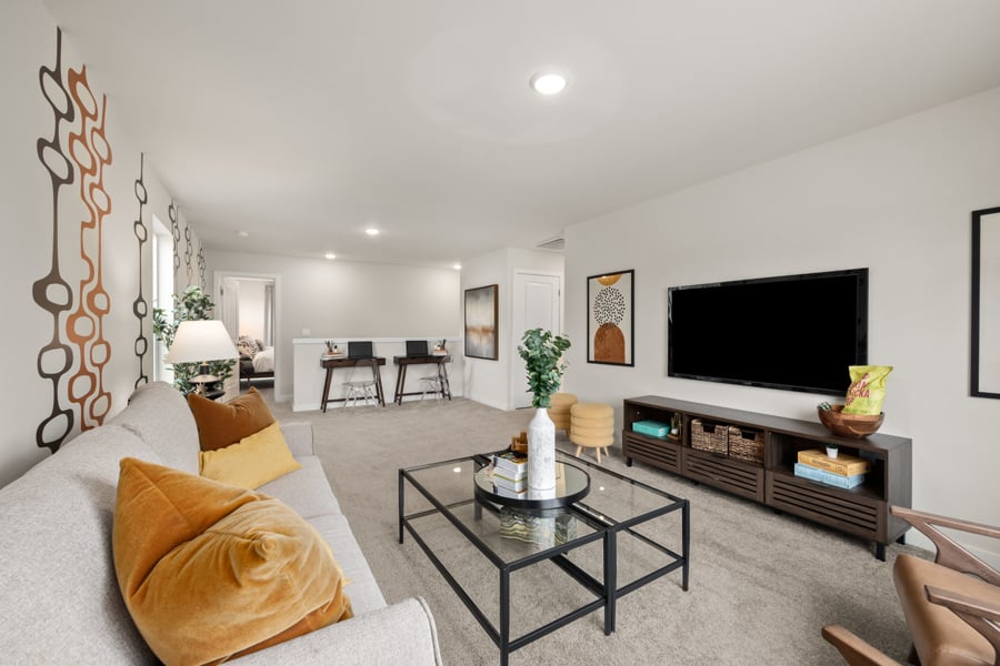 A living room with a tv and couches.