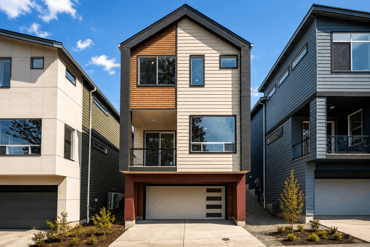 A building with a garage.