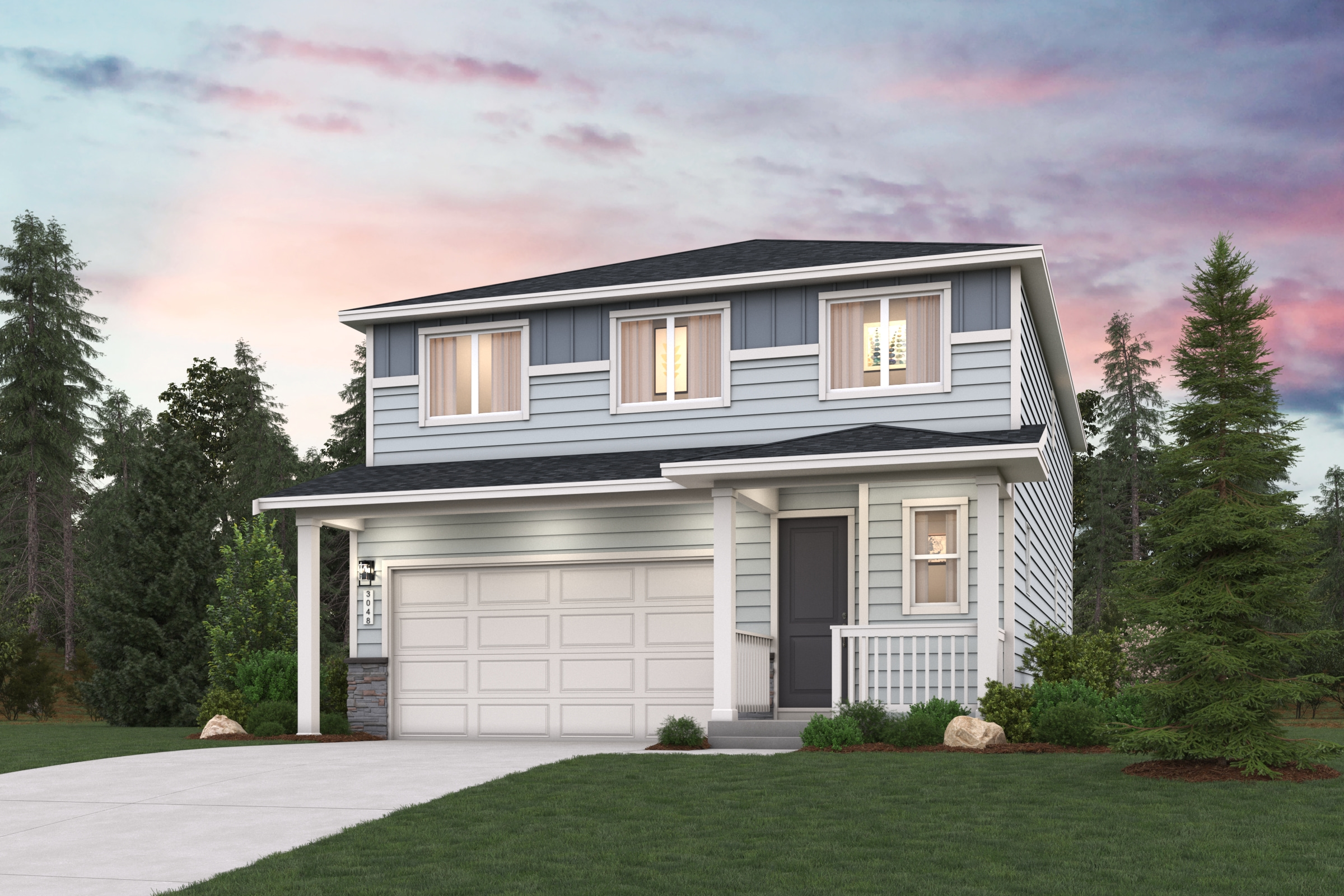 A house with a garage.