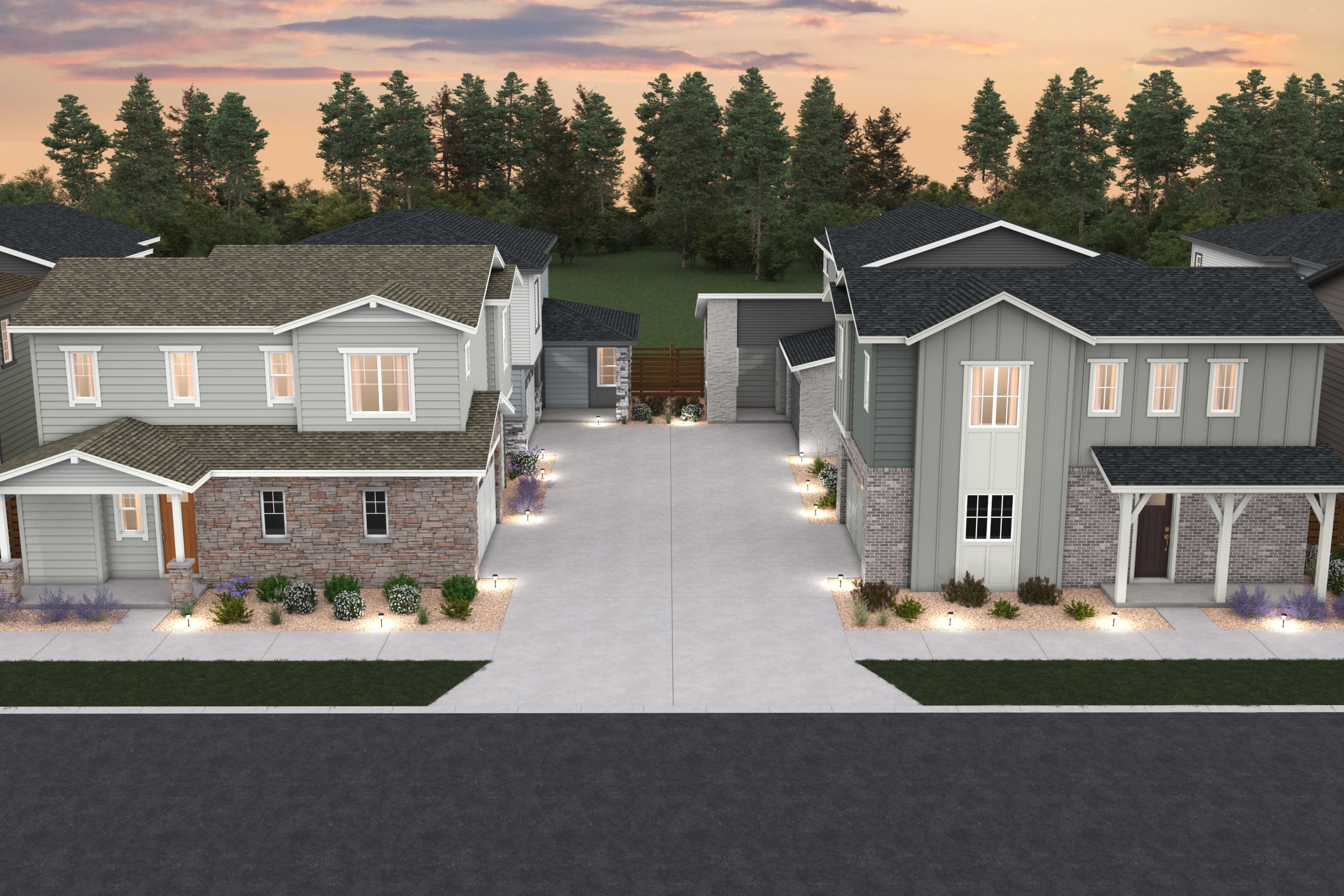 A house with a driveway.